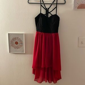 Two-Tone Strappy High-low Dress